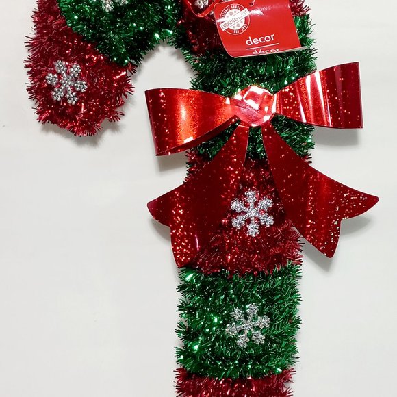 Christmas House Decor Christmas Candy Cane Wreath Hanger Tinsel Wall Hanging Dec - Picture 1 of 8